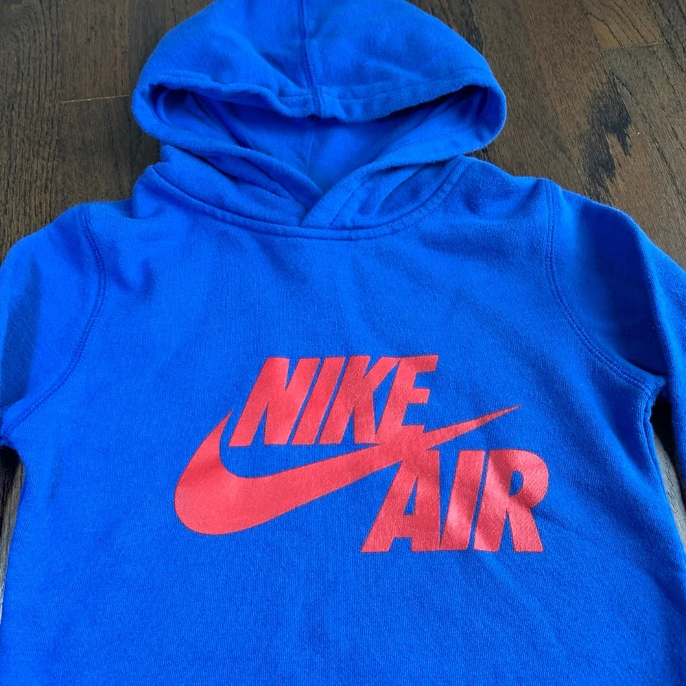 Kids Nike Air Blue With Red Letters Hoodie Pullover Youth Size 7